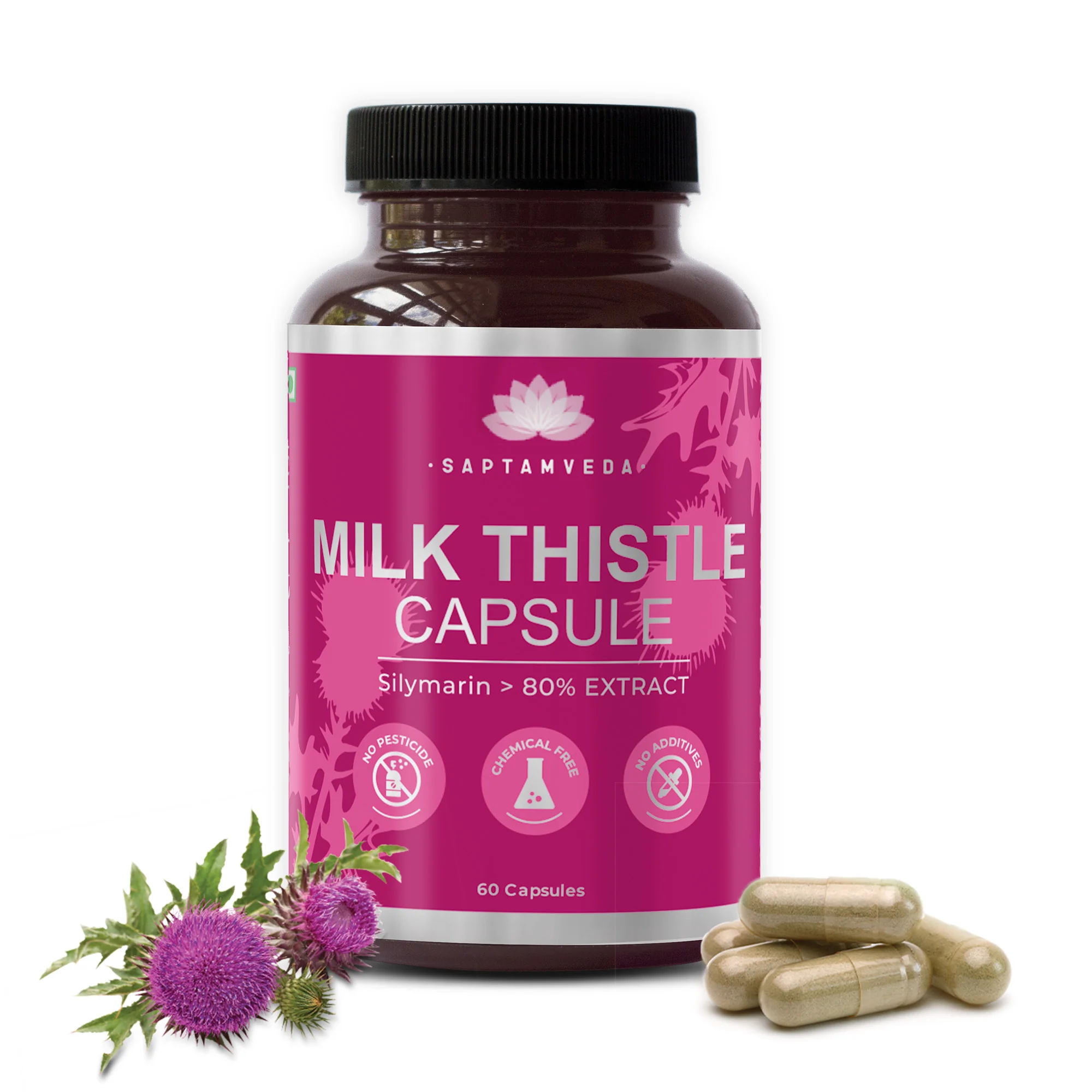 Saptamveda Herbal Liver Detox Supplement - Milk Thistle Extract for Fatty Liver & Detox, 800mg - Image 2