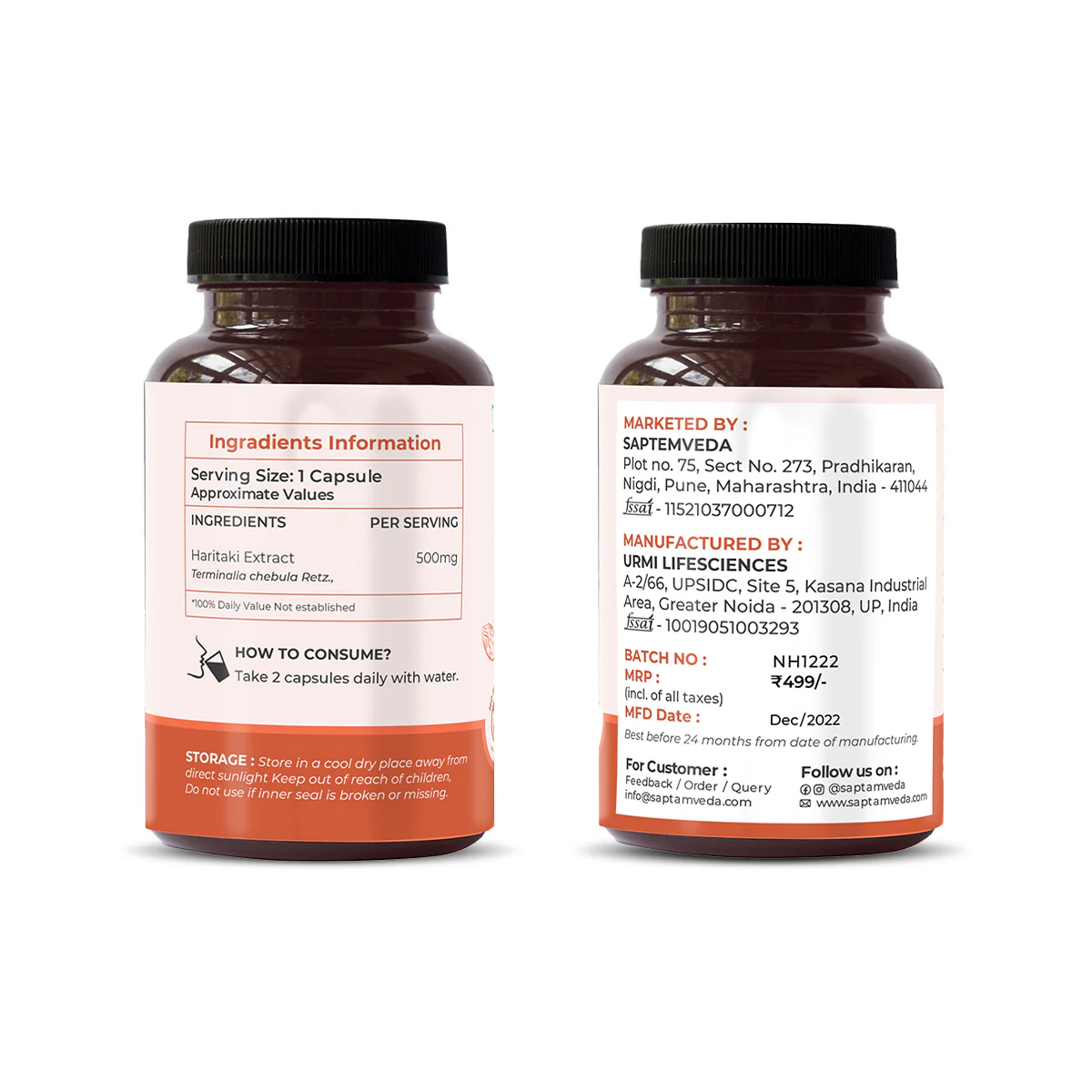Natural Haritaki Capsules - Digestive Health & Detox Support, 500mg, 60 Capsules - Image 10