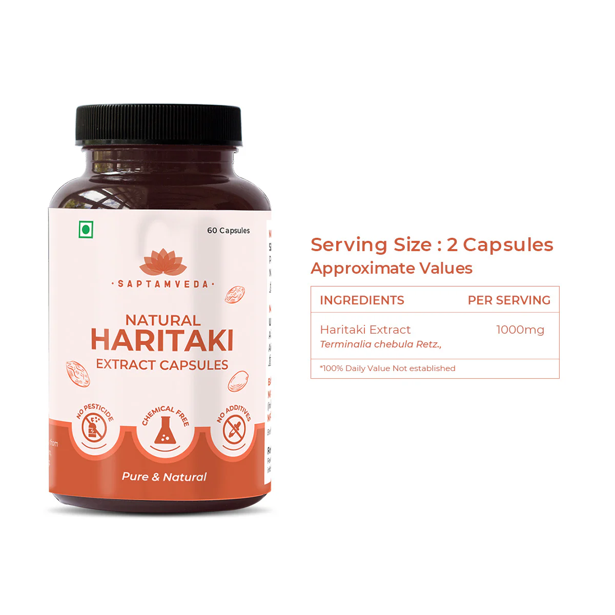 Natural Haritaki Capsules - Digestive Health & Detox Support, 500mg, 60 Capsules - Image 11