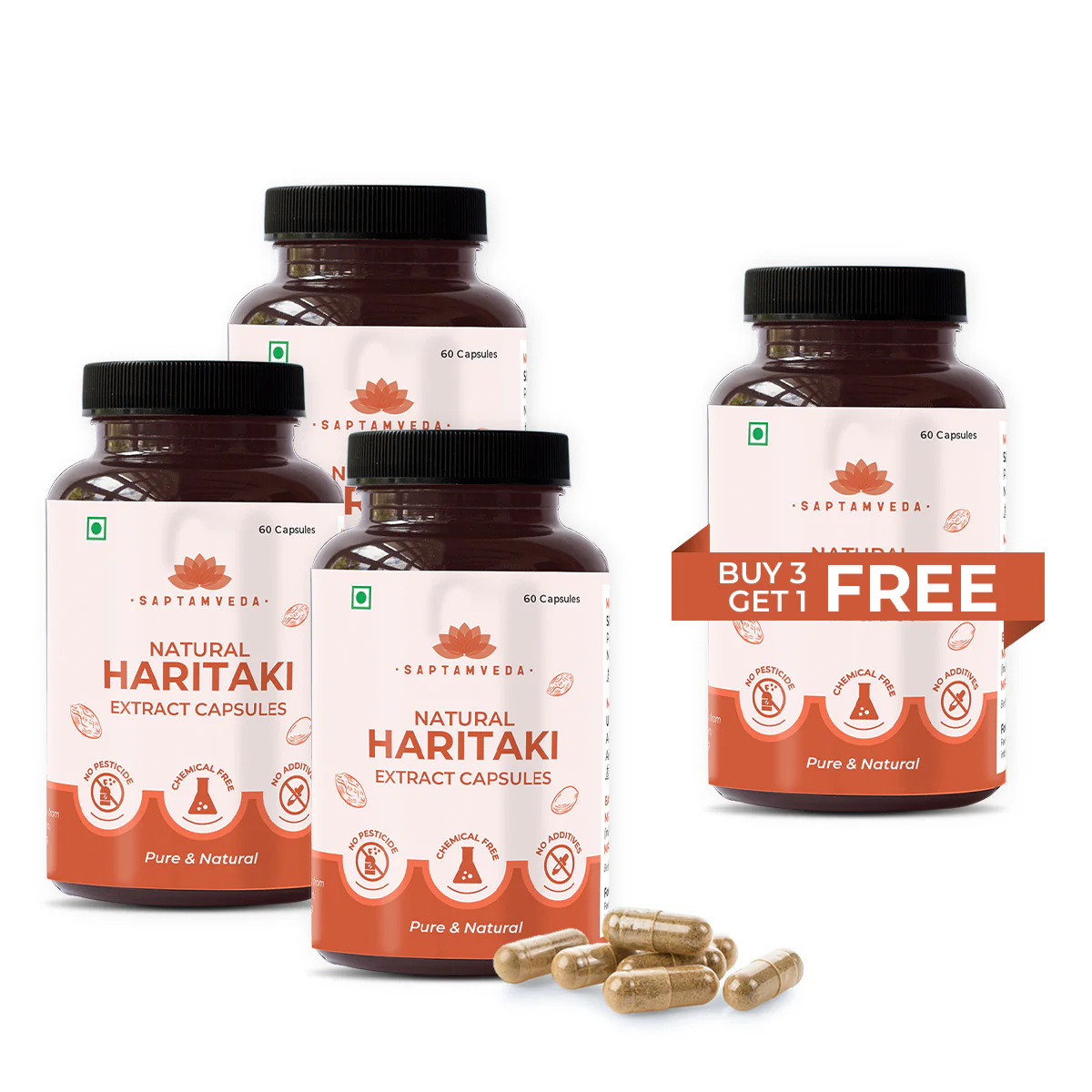Natural Haritaki Capsules - Digestive Health & Detox Support, 500mg, 60 Capsules - Image 9