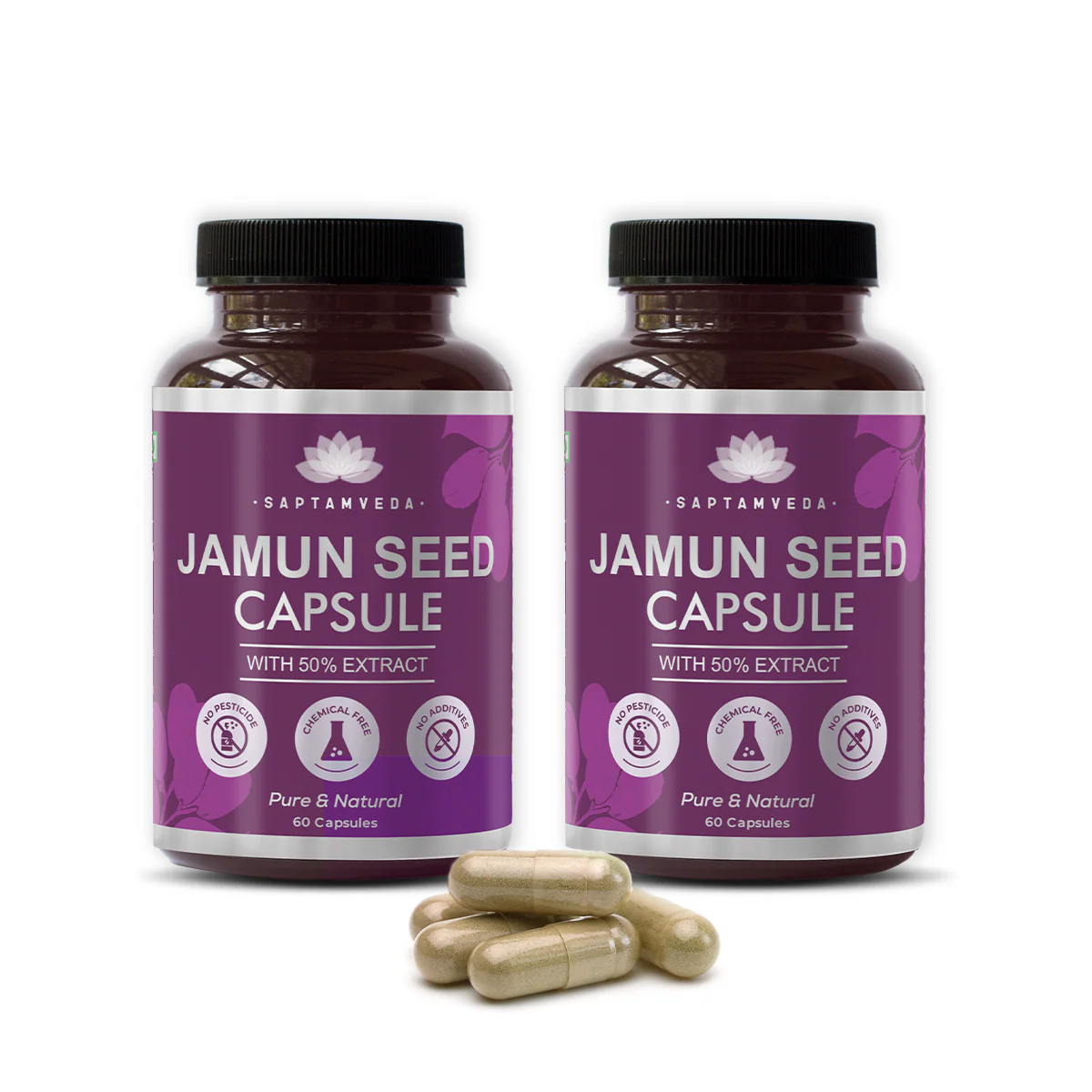 Natural Jamun Seed Capsules - Blood Sugar Support, Digestion & Detox, 50% Extract, 60 Capsules - Image 4
