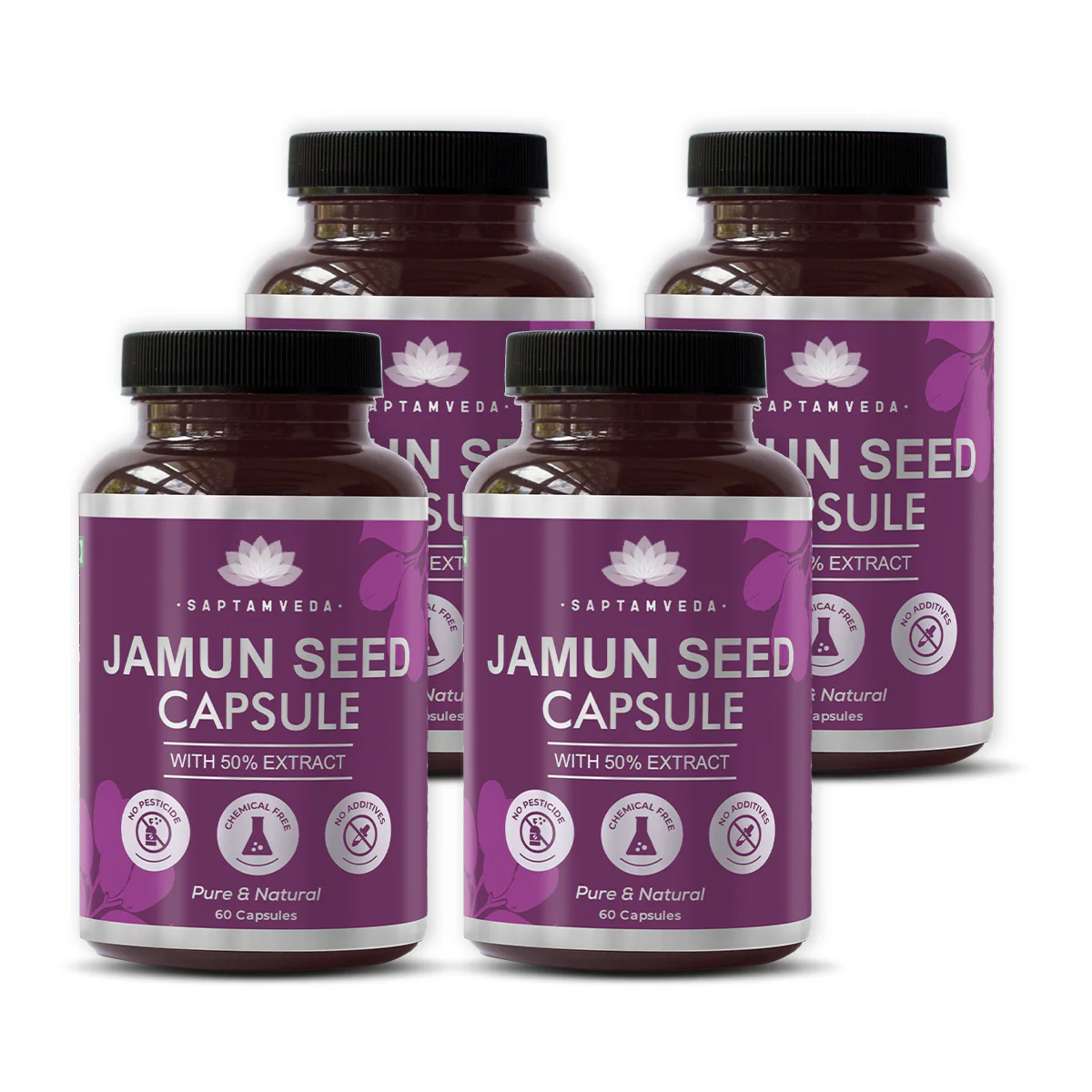 Natural Jamun Seed Capsules - Blood Sugar Support, Digestion & Detox, 50% Extract, 60 Capsules - Image 5