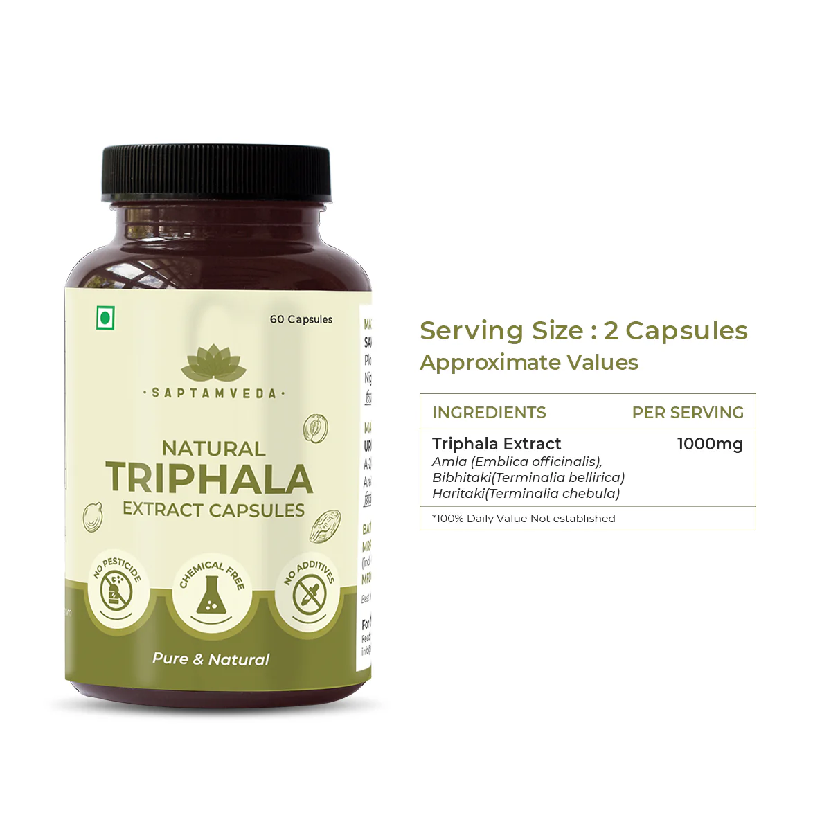 Natural Triphala Capsules - Amla, Bhibhitaki & Haritaki for Digestive Health & Immunity, 60 Capsules - Image 10