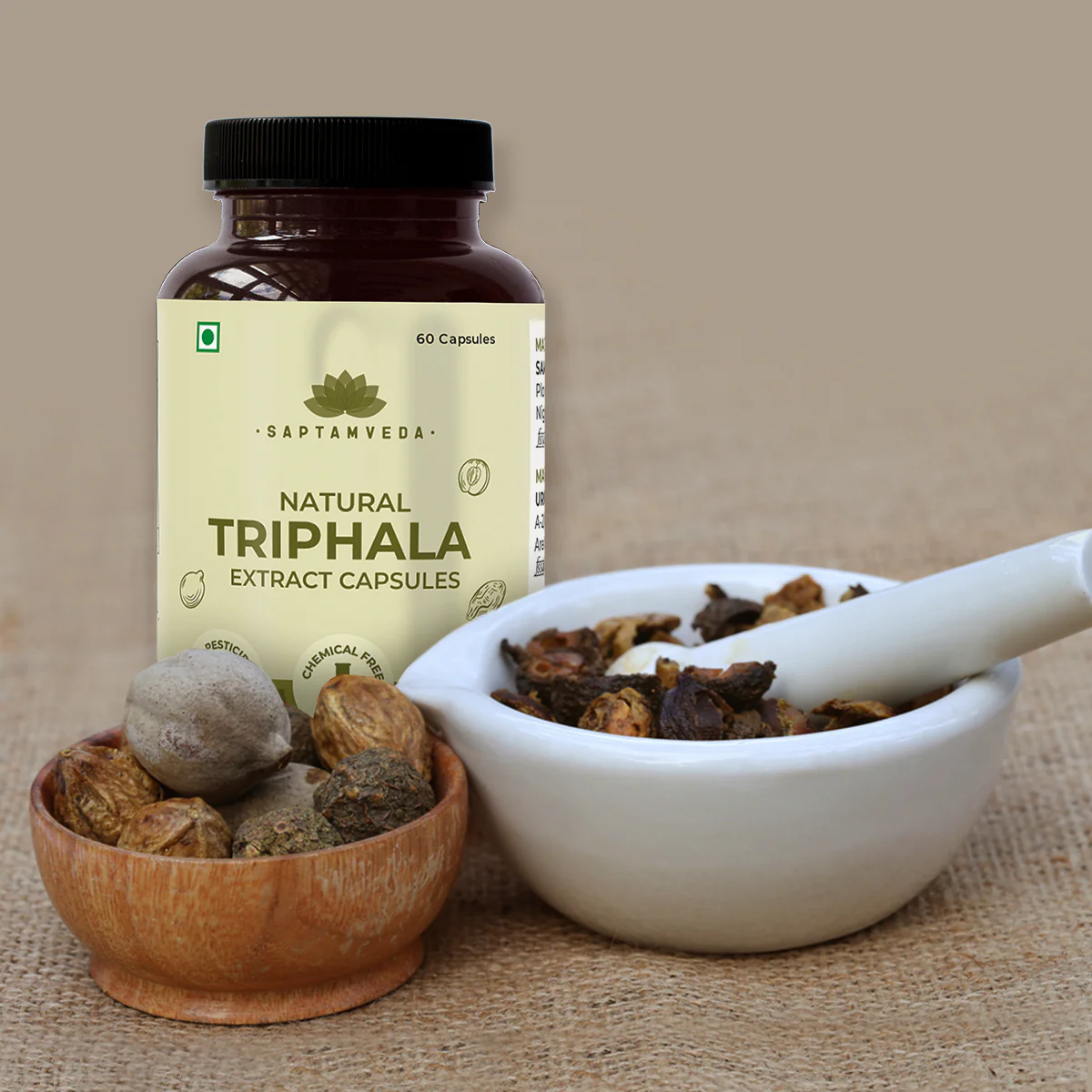 Natural Triphala Capsules - Amla, Bhibhitaki & Haritaki for Digestive Health & Immunity, 60 Capsules - Image 2