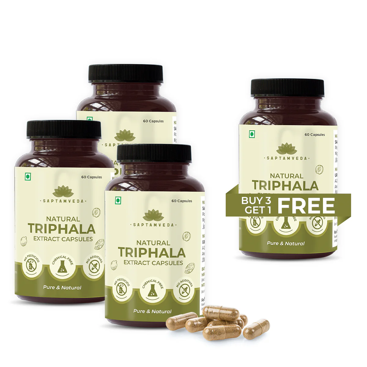 Natural Triphala Capsules - Amla, Bhibhitaki & Haritaki for Digestive Health & Immunity, 60 Capsules - Image 7