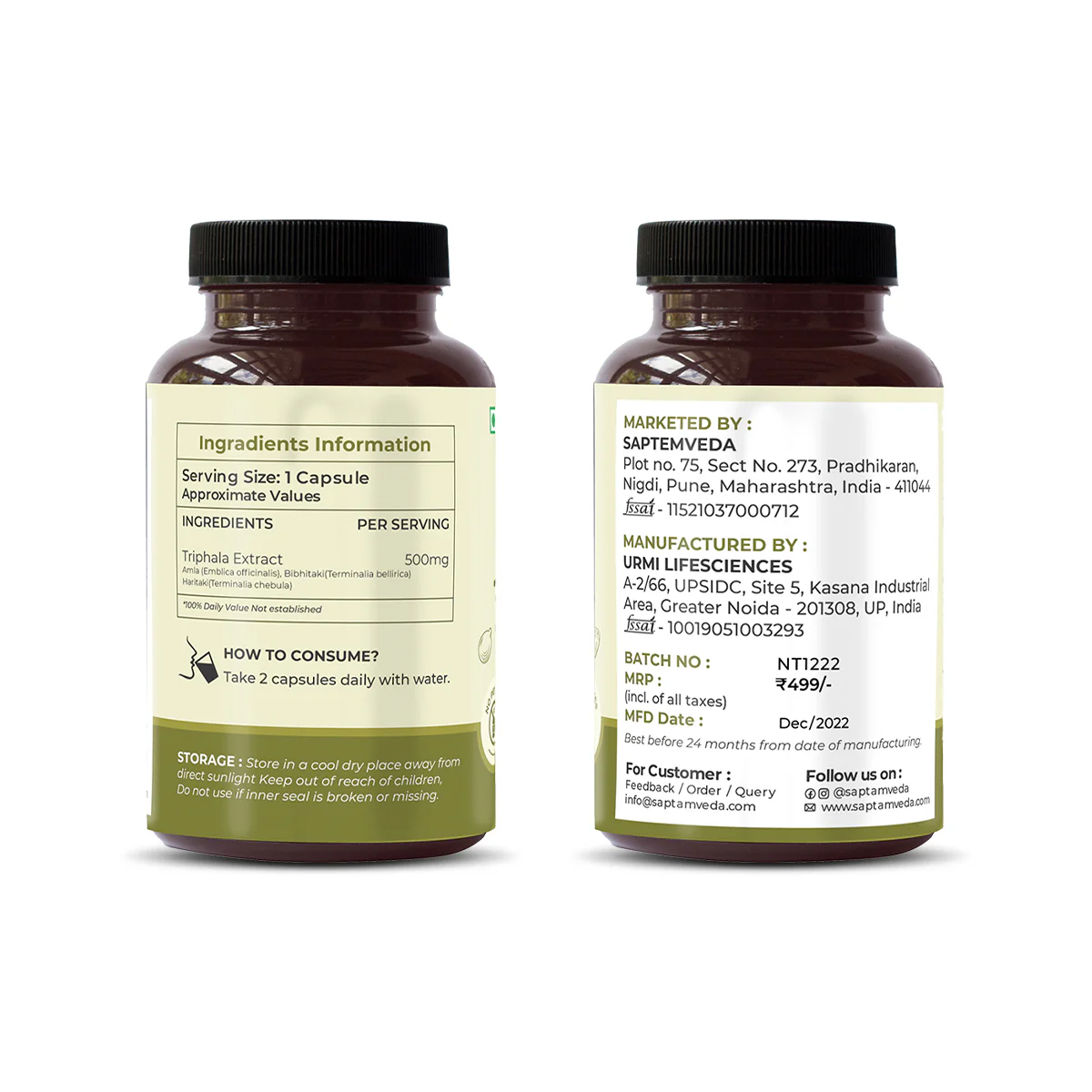 Natural Triphala Capsules - Amla, Bhibhitaki & Haritaki for Digestive Health & Immunity, 60 Capsules - Image 9