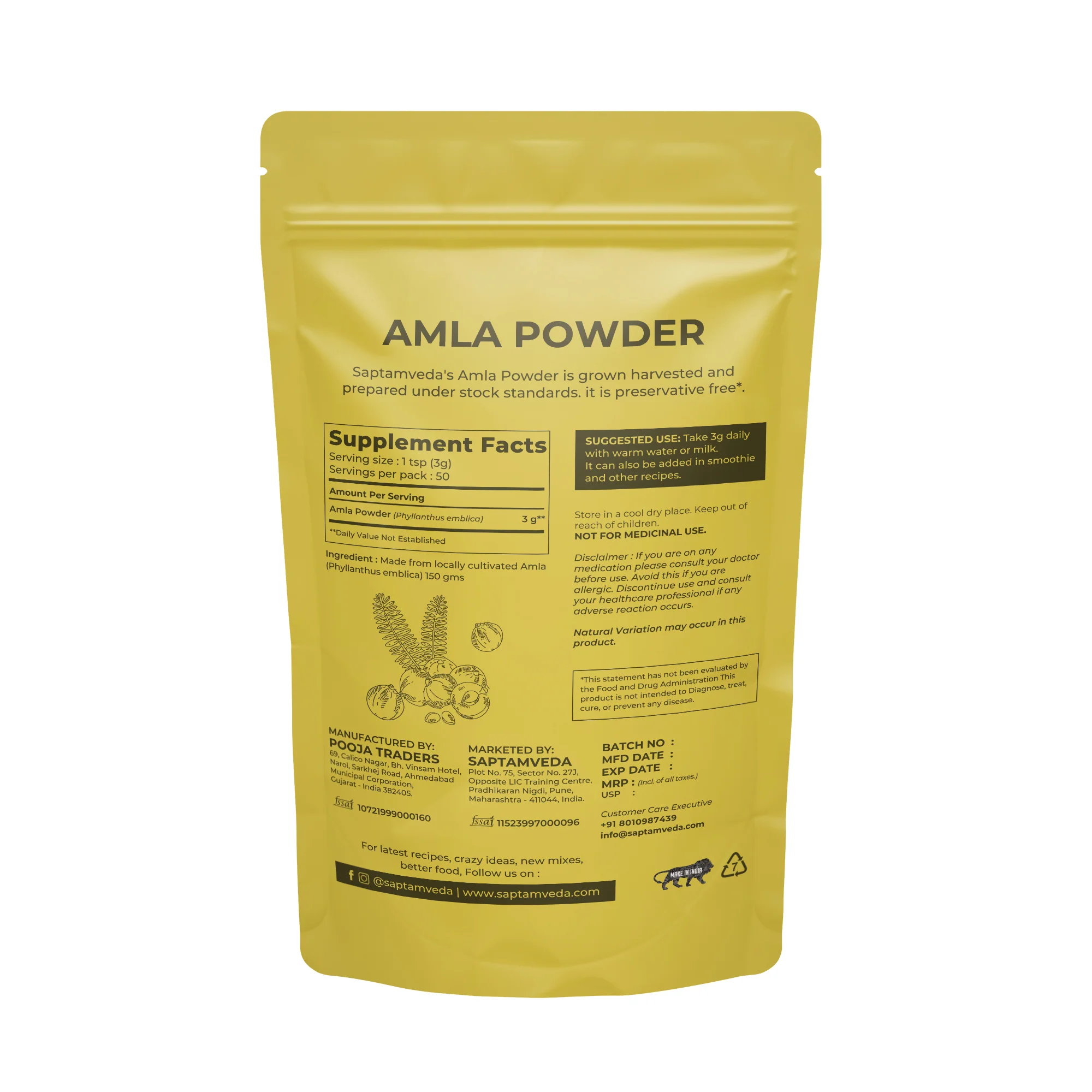 Saptamveda Organic Amla Powder - Vitamin C Superfood for Immunity & Skin Health, 300g - Image 6