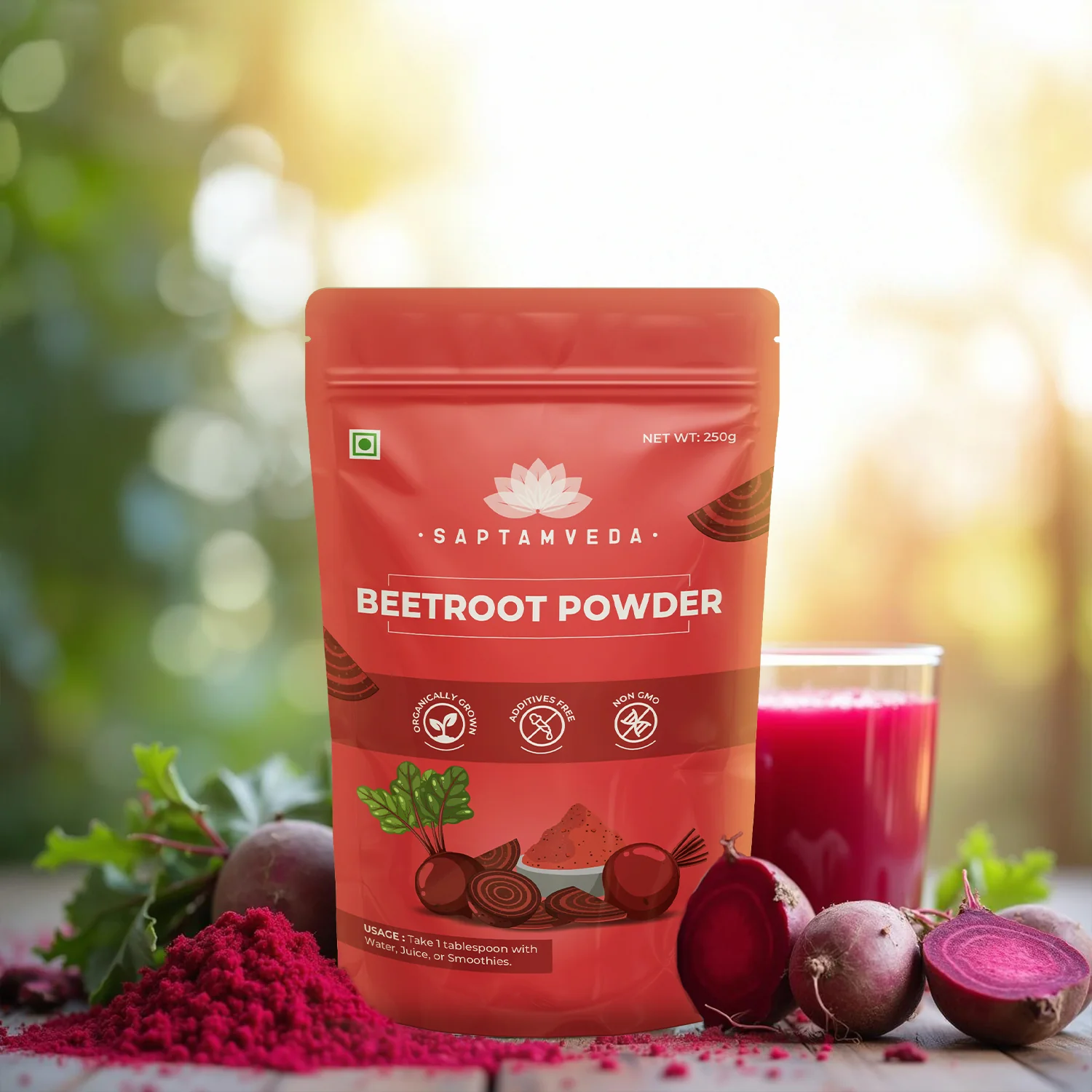 Saptamveda Beetroot Powder - Organic Superfood for Energy, Heart Health & Nutrition, 250g - Image 11