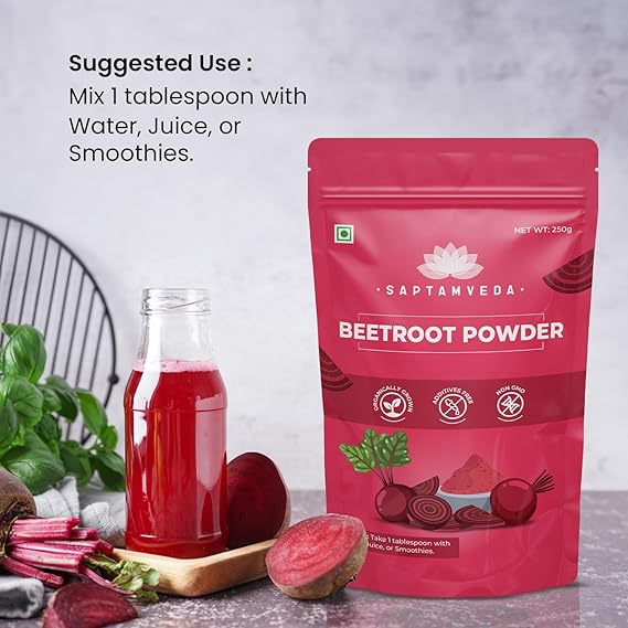 Saptamveda Beetroot Powder - Organic Superfood for Energy, Heart Health & Nutrition, 250g - Image 4