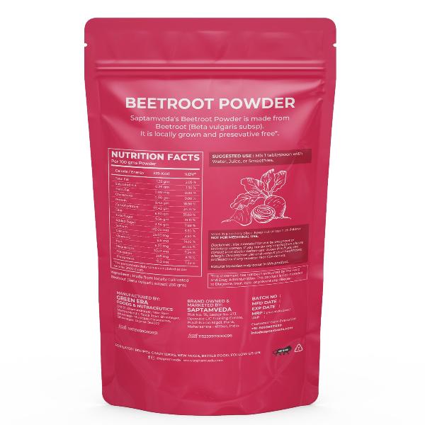 Saptamveda Beetroot Powder - Organic Superfood for Energy, Heart Health & Nutrition, 250g - Image 5
