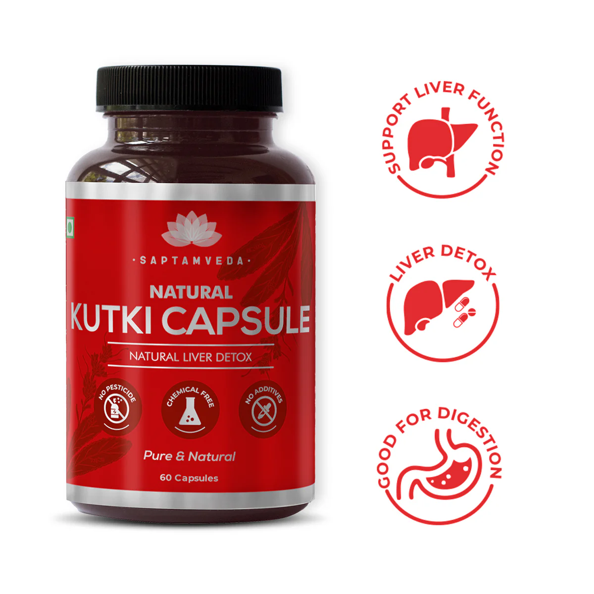 Natural Kutki Capsules - Liver Detox & Digestive Health Support, 60 Capsules - Image 4