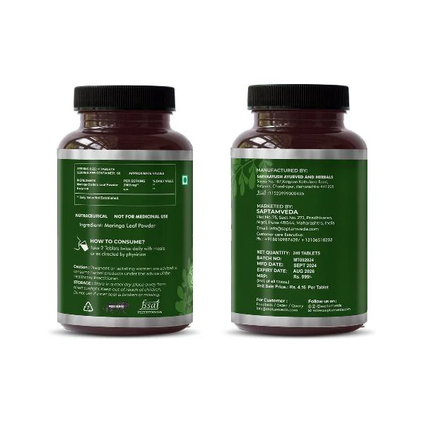 Saptamveda Organic Moringa Tablets - Protein-Rich Organic Superfood for Energy, Immunity & Weight Support - Image 10