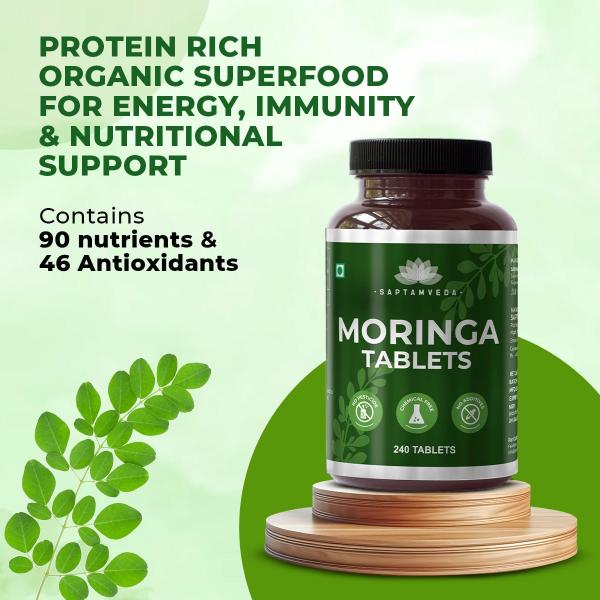 Saptamveda Organic Moringa Tablets - Protein-Rich Organic Superfood for Energy, Immunity & Weight Support - Image 4