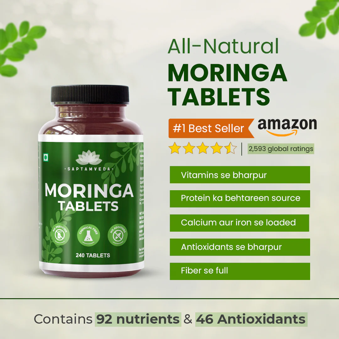 Saptamveda Organic Moringa Tablets - Protein-Rich Organic Superfood for Energy, Immunity & Weight Support - Image 6