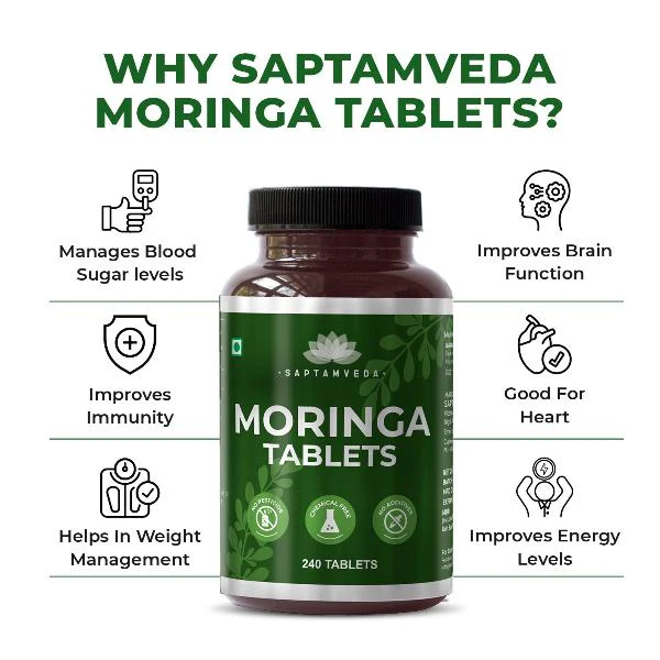 Saptamveda Organic Moringa Tablets - Protein-Rich Organic Superfood for Energy, Immunity & Weight Support - Image 7