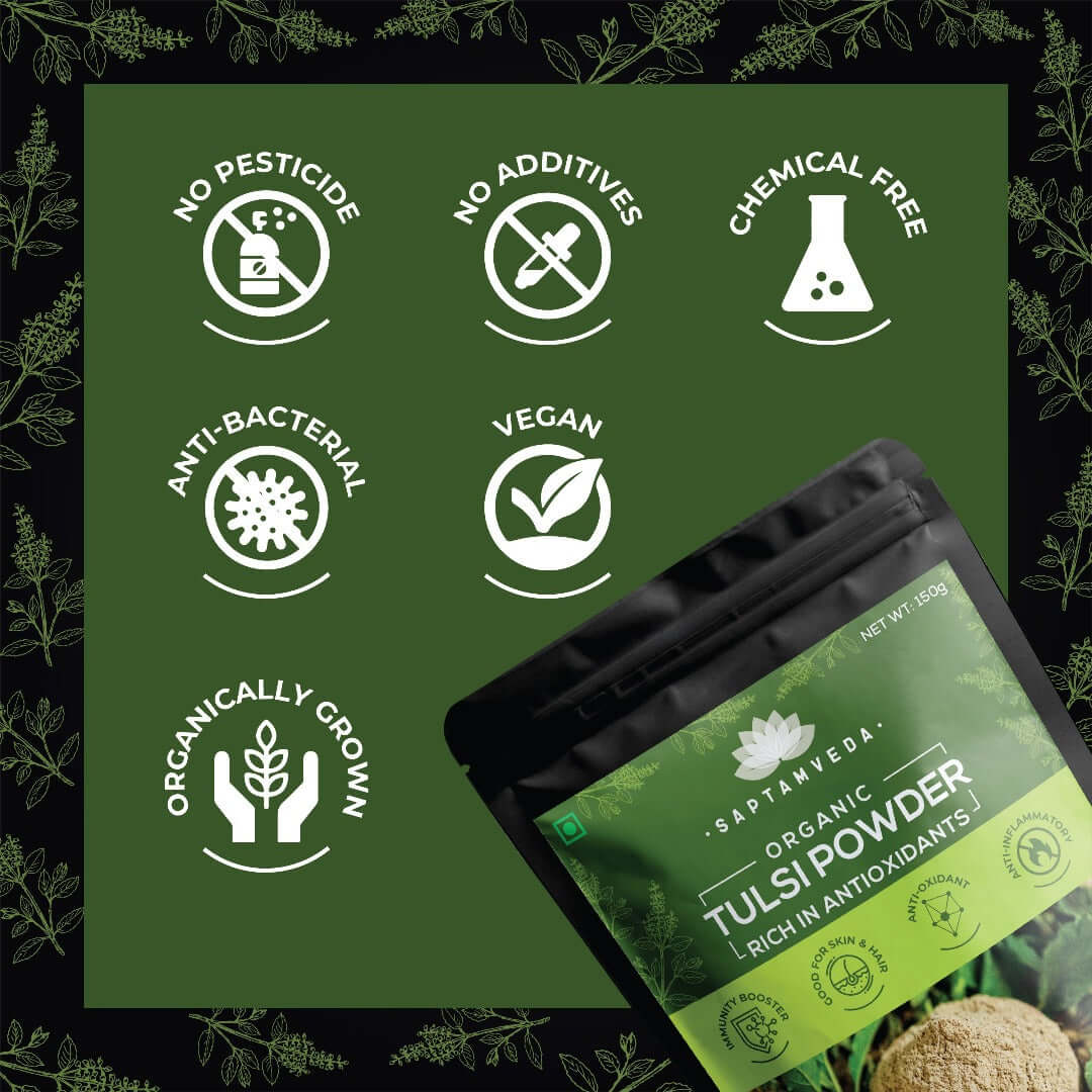 Organic Tulsi Powder - Stress Relief & Immune Boost, 150g - Image 3