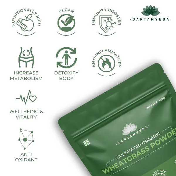 Saptamveda Wheatgrass Juice Powder - Detox & Immunity Boost - Image 3