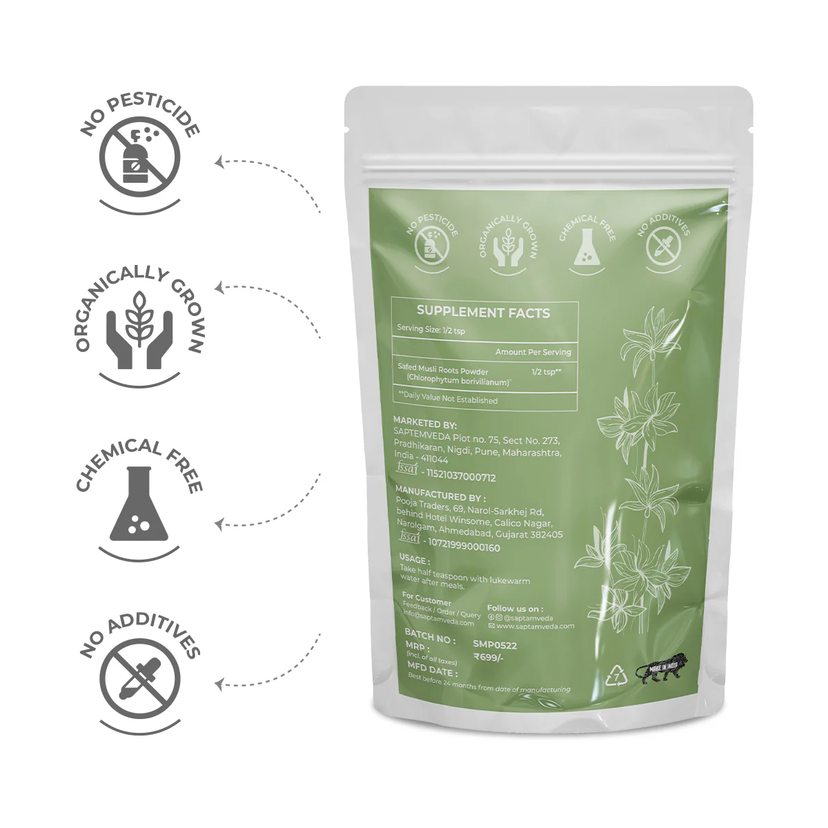 Premium Safed Musli Powder - Natural Energy & Vitality Booster, 150g - Image 3
