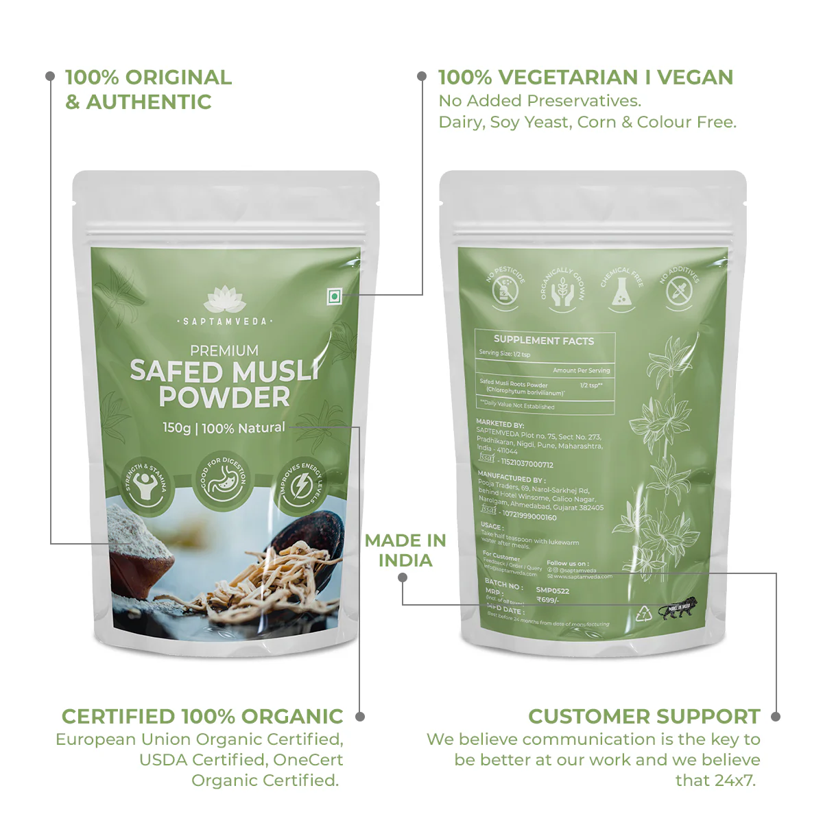 Premium Safed Musli Powder - Natural Energy & Vitality Booster, 150g - Image 6