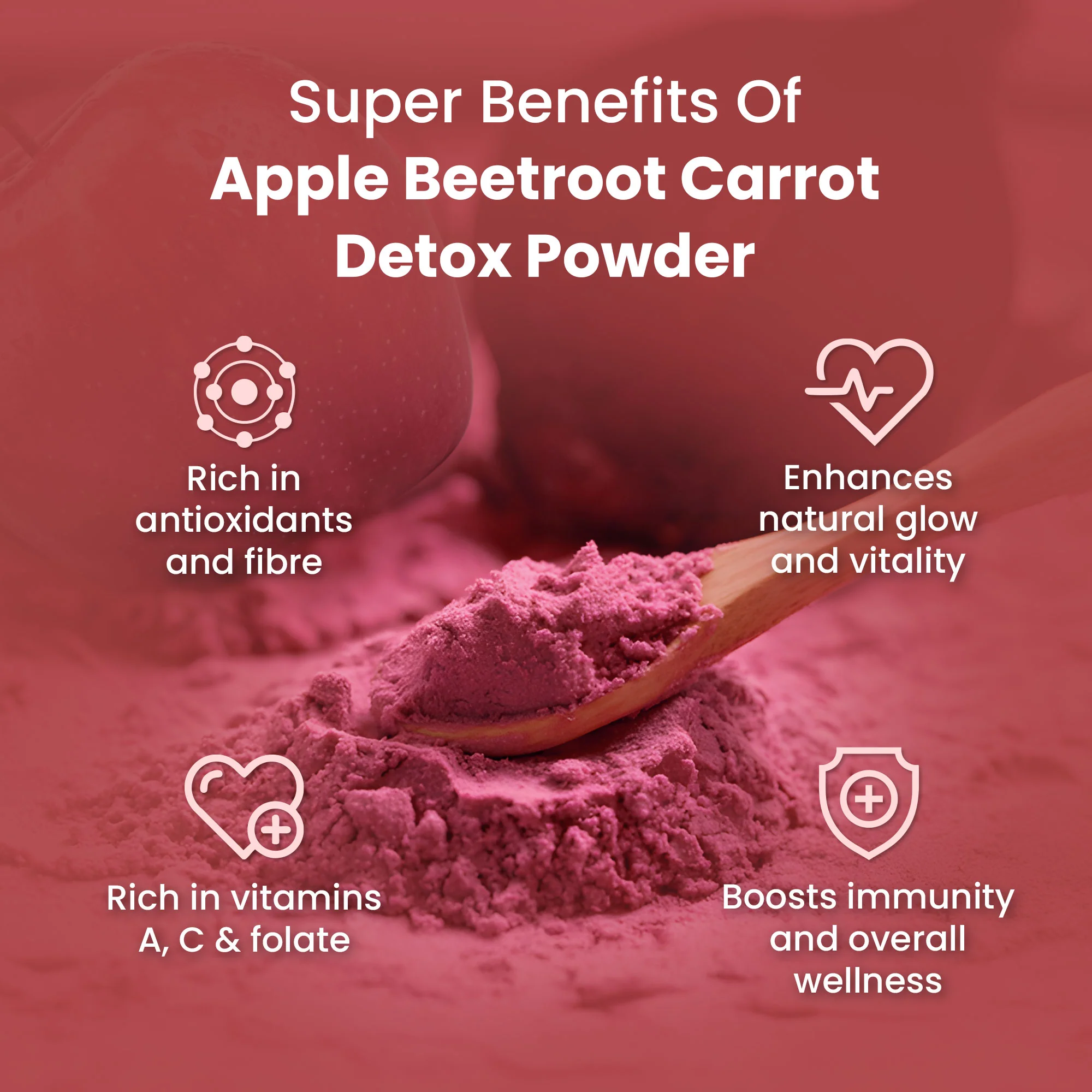 Saptamveda ABC Powder – Apple, Beetroot & Carrot Superfood Powder for Immunity, Skin & Digestion 200gm (Pouch) - Image 4