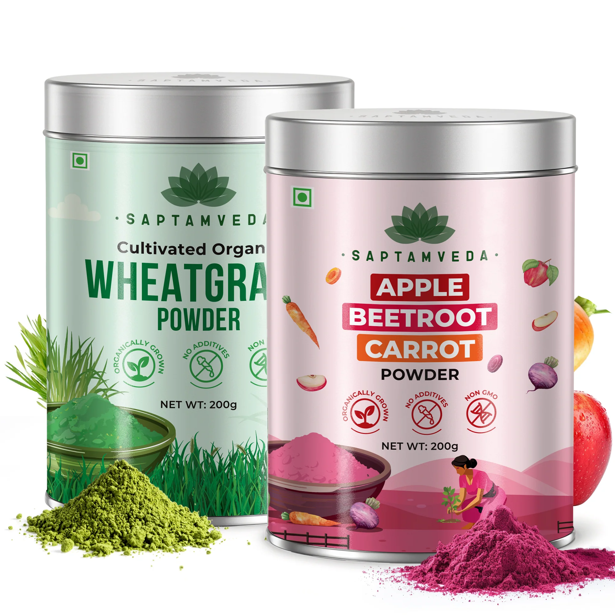 Saptamveda ABC Powder – Apple Beetroot Carrot Blend | Natural Superfood for Energy, Skin & Heart Health | 200g Tin - Image 9