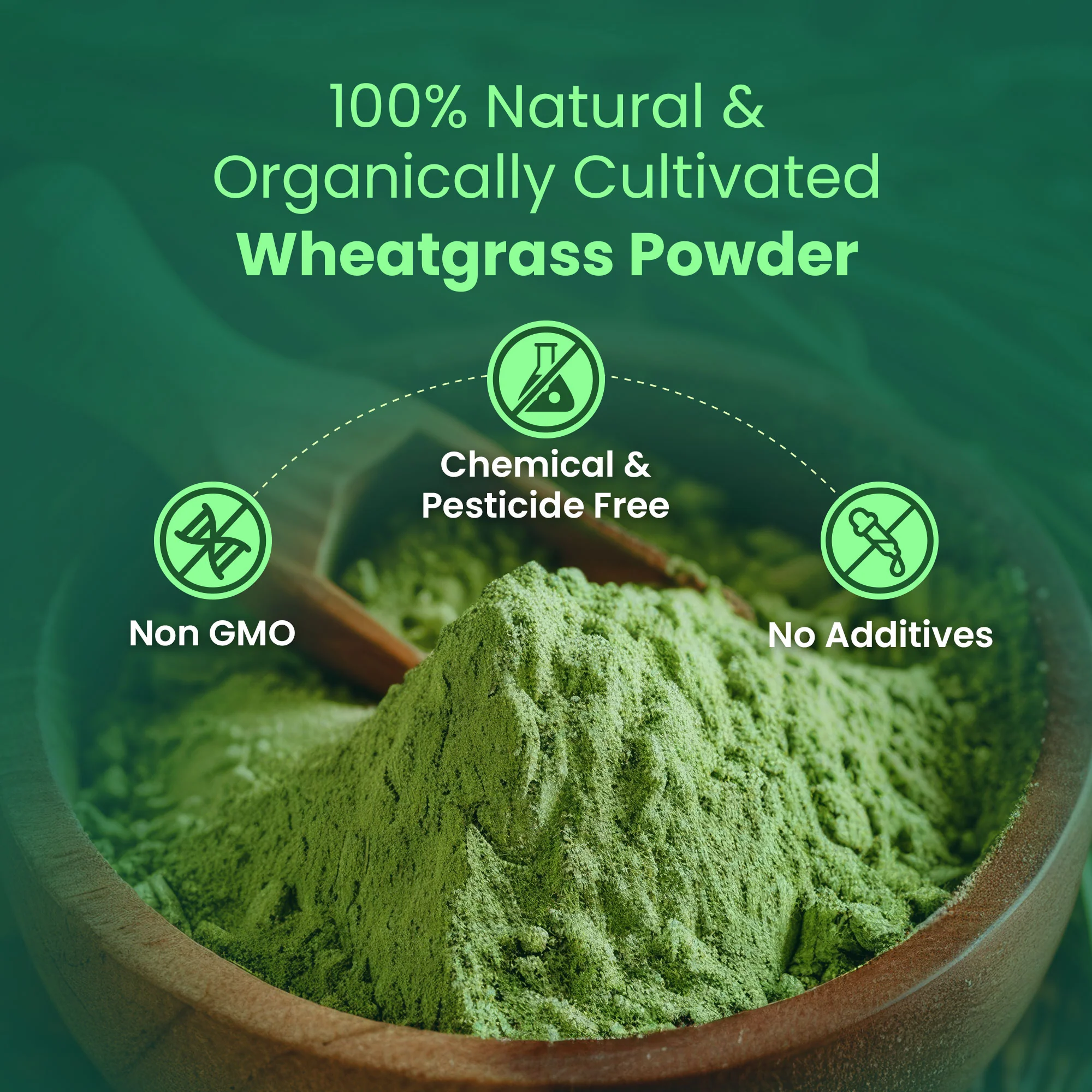 Saptamveda 100% Pure Wheatgrass Powder | Rich in Chlorophyll & Antioxidants | 200g Tin - Image 6