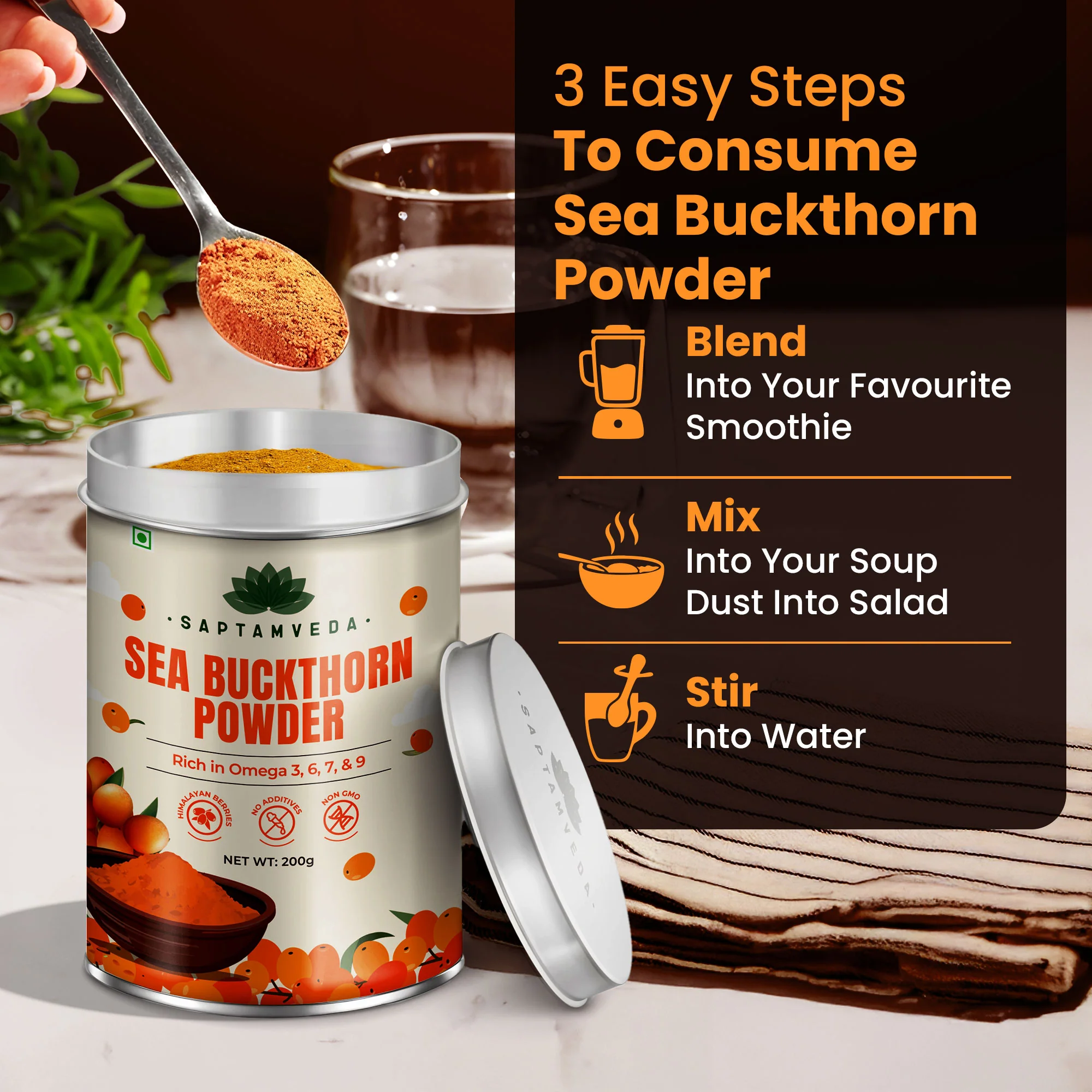 Apple Beetroot Carrot & Seabuckthorn Powder 200gm each | Tin Combo - Image 3