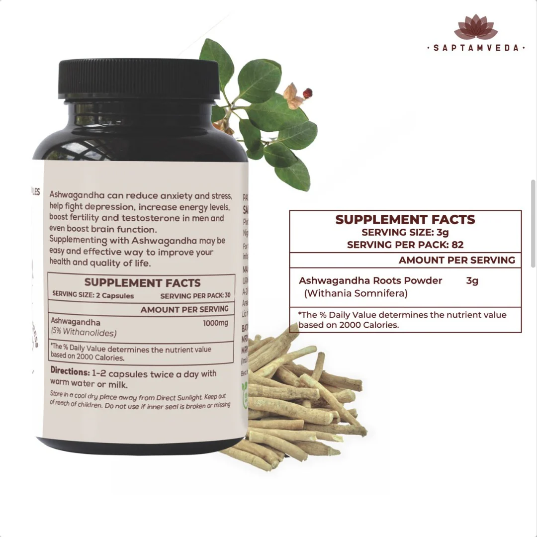 Ashwagandha Capsules - 5% Withanolides for Stress Relief & Vitality, 120 Capsules - Image 4