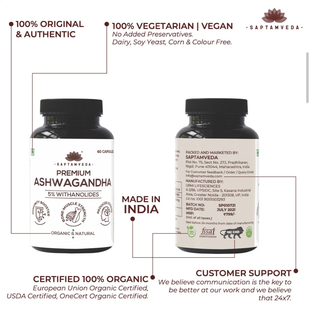 Ashwagandha Capsules - 5% Withanolides for Stress Relief & Vitality, 120 Capsules - Image 5