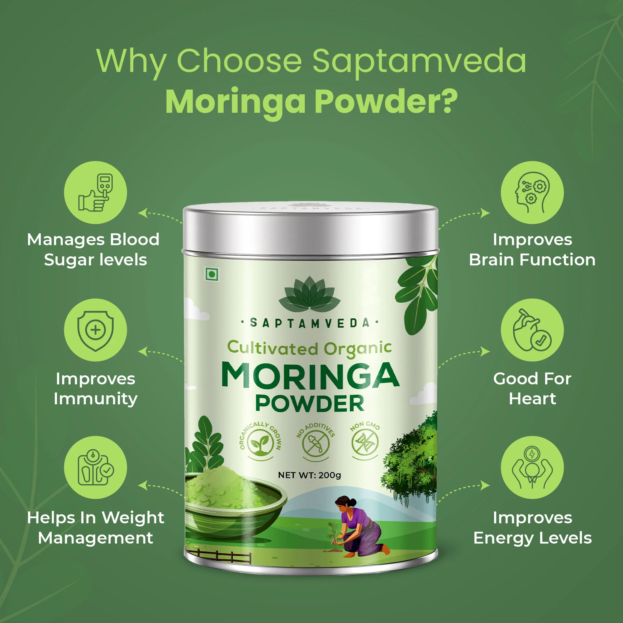 Apple Beetroot Carrot & Moringa Powder 200gm each | Tin Combo - Image 6