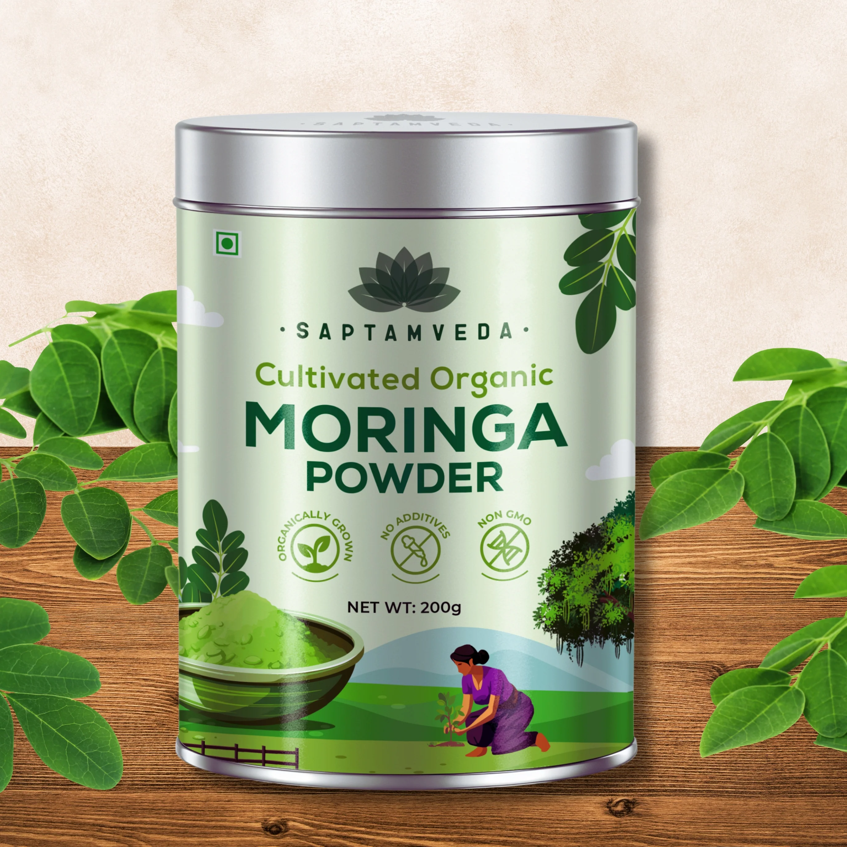 Moringa & Wheatgrass Powder 200gm each | Tin Combo - Image 5