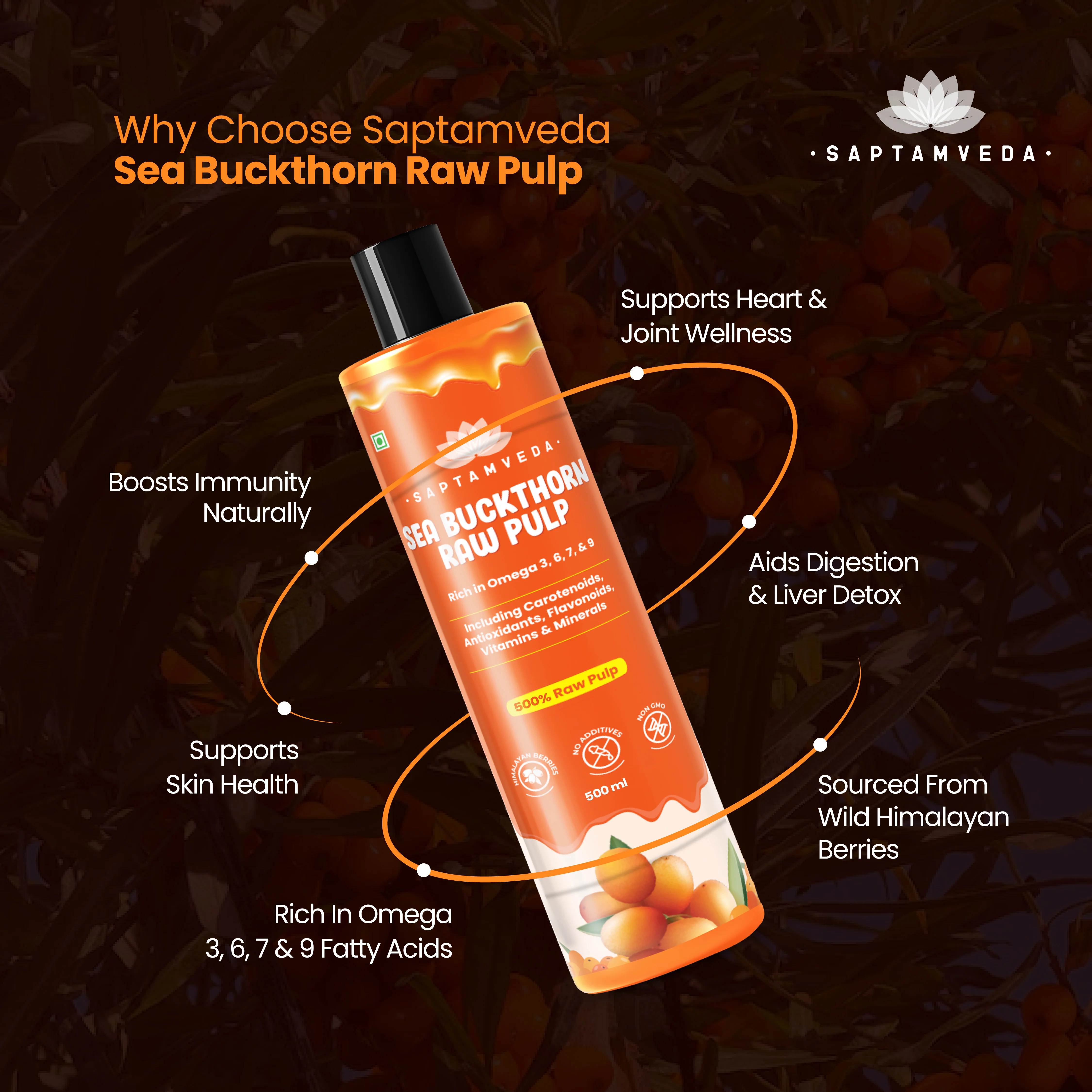 Saptamveda Sea Buckthorn Pulp | Himalayan Superfruit for Skin, Immunity & Energy - Image 3