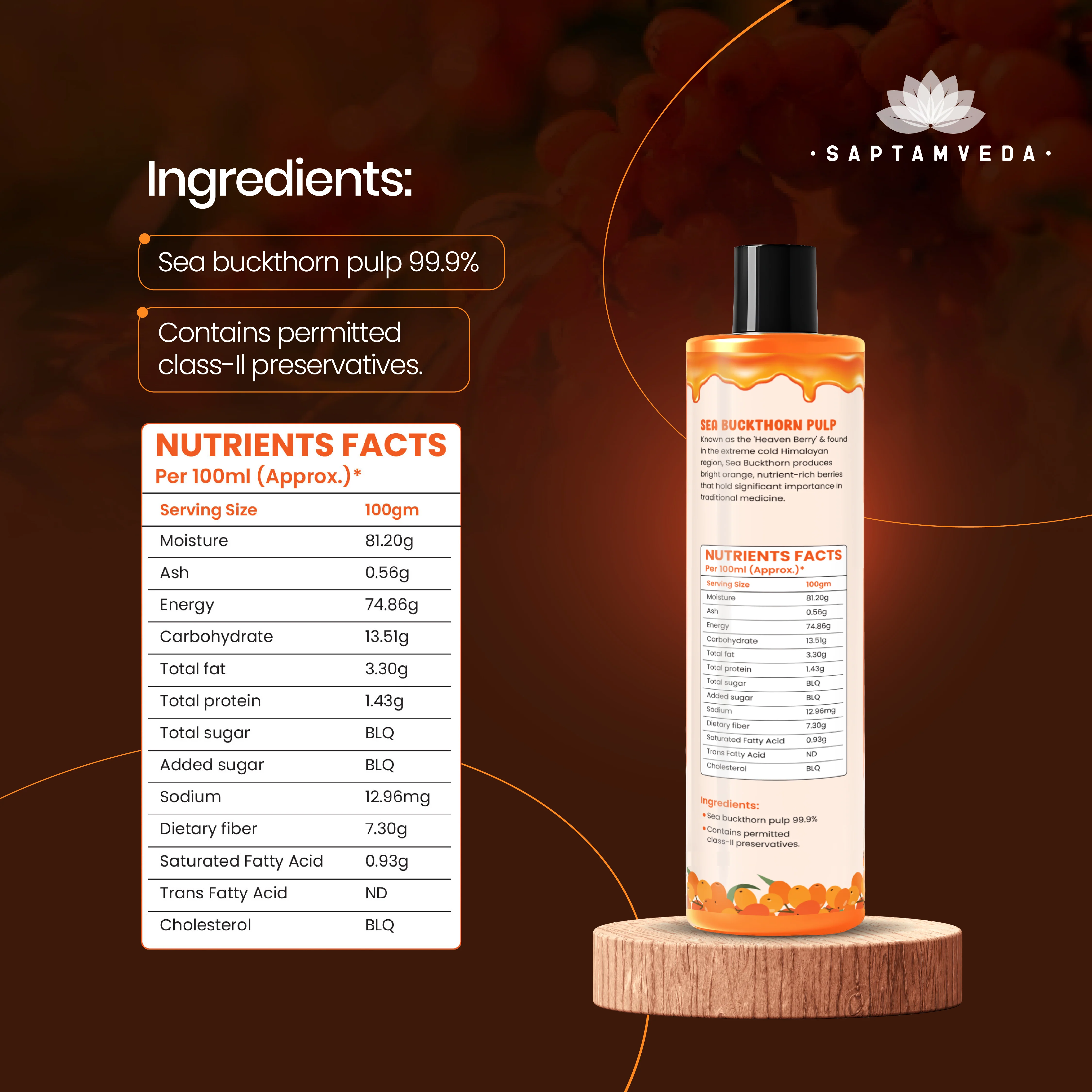 Saptamveda Sea Buckthorn Pulp | Himalayan Superfruit for Skin, Immunity & Energy - Image 6