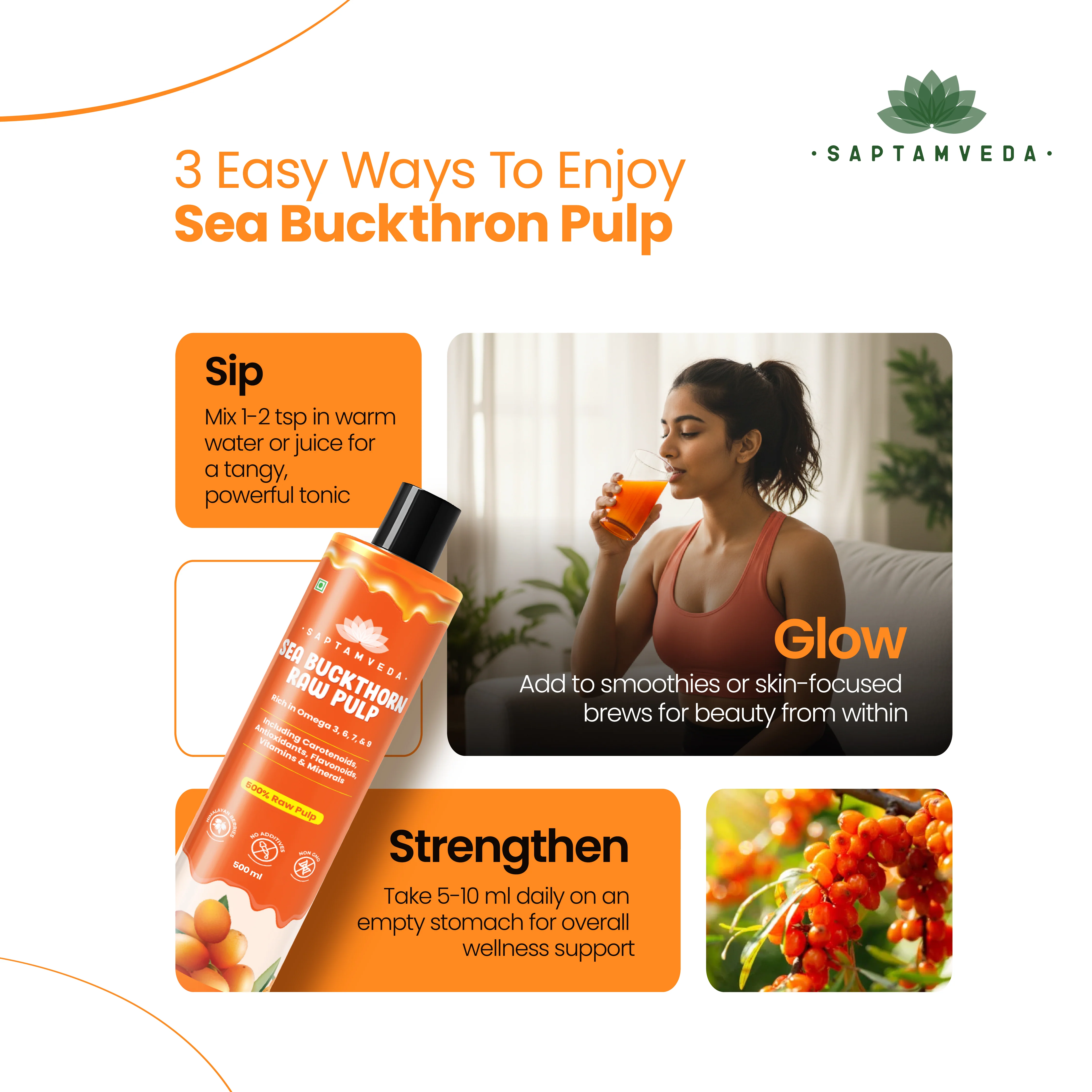 Saptamveda Sea Buckthorn Pulp | Himalayan Superfruit for Skin, Immunity & Energy - Image 8