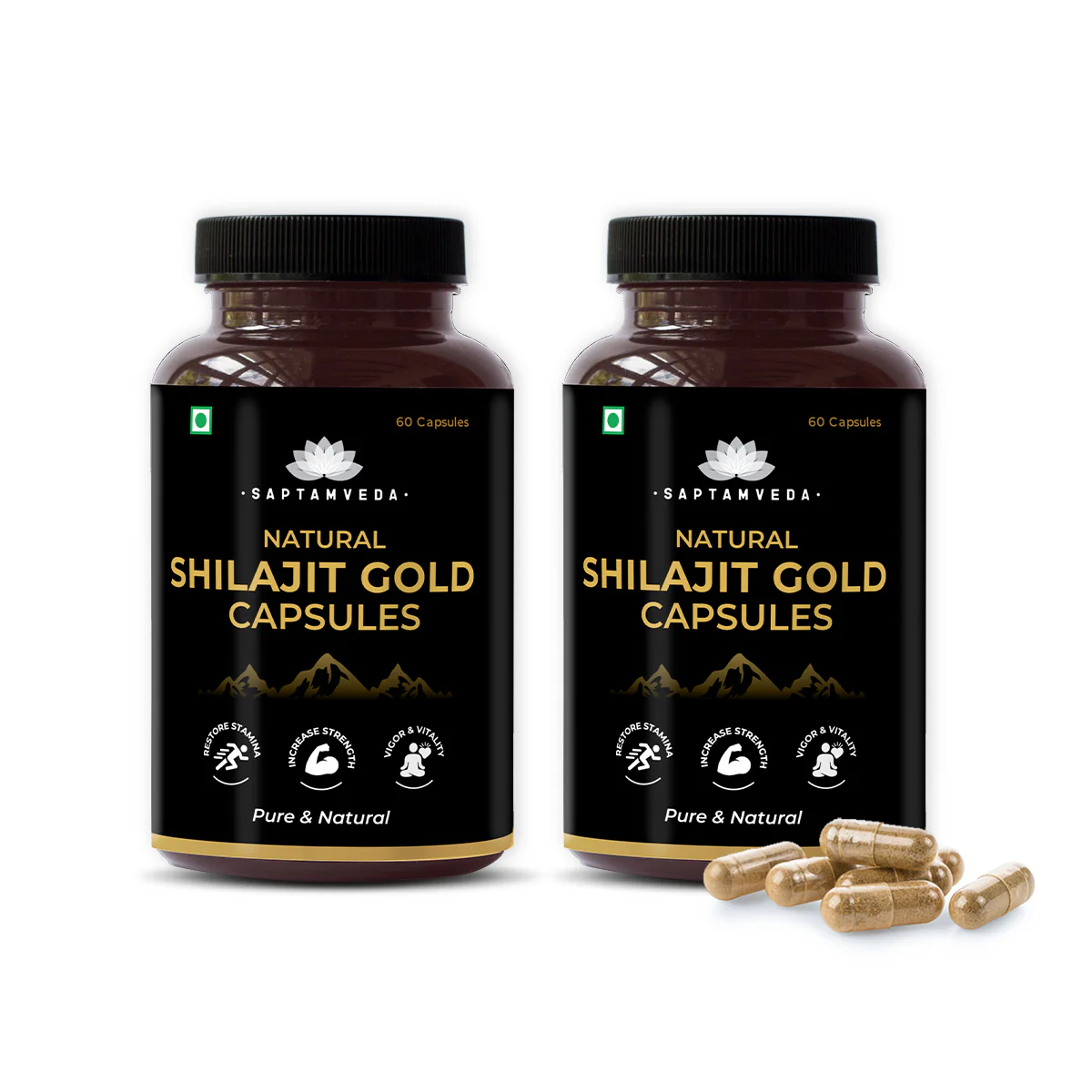 Saptamveda Shilajit Gold Capsules - Ashwagandha & Safed Musli for Vitality & Wellness, 500mg - Image 5