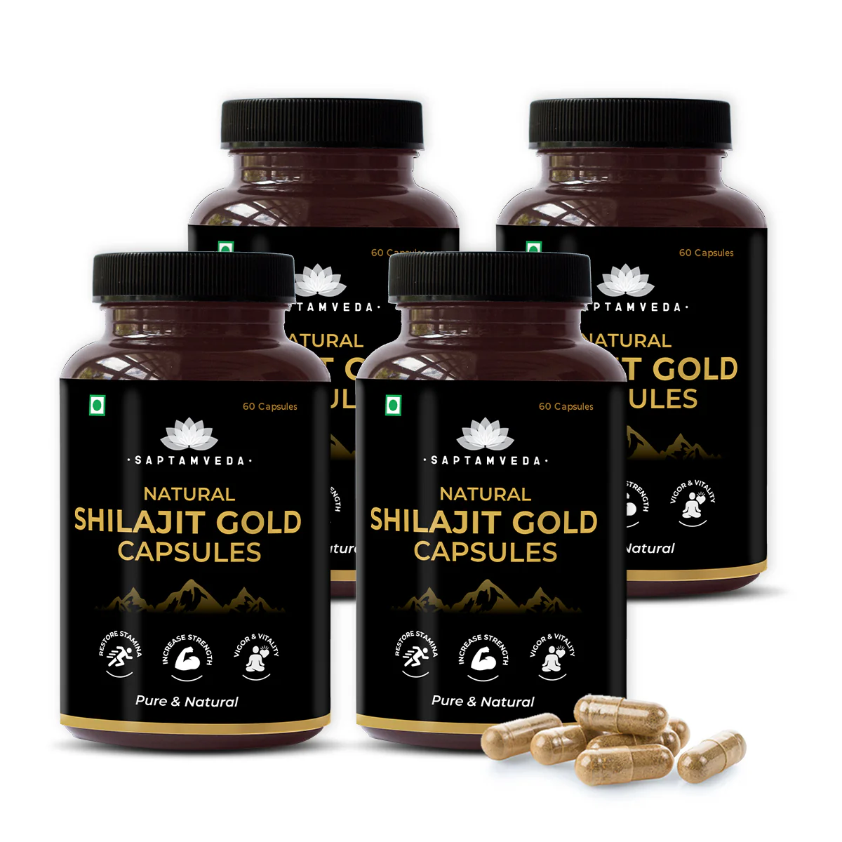 Saptamveda Shilajit Gold Capsules - Ashwagandha & Safed Musli for Vitality & Wellness, 500mg - Image 6
