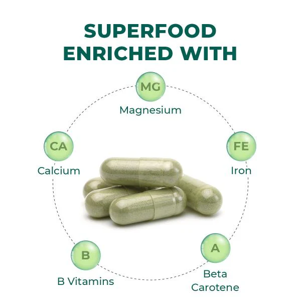 Saptamveda Spirulina Capsules - Protein-Rich Organic Superfood for Energy, Immunity & Detox, 2000mg - Image 4