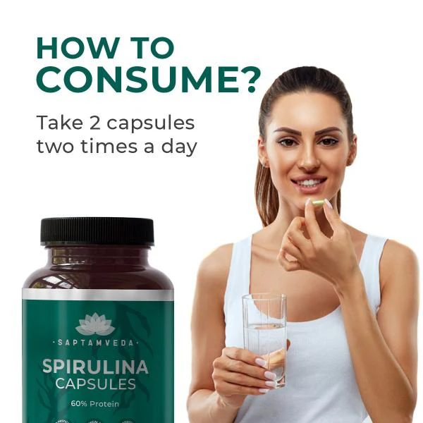 Saptamveda Spirulina Capsules - Protein-Rich Organic Superfood for Energy, Immunity & Detox, 2000mg - Image 5