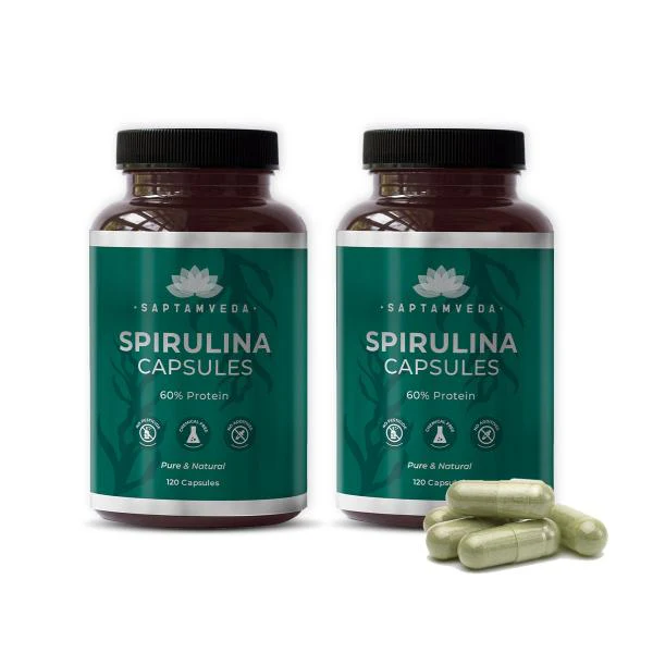 Saptamveda Spirulina Capsules - Protein-Rich Organic Superfood for Energy, Immunity & Detox, 2000mg - Image 8