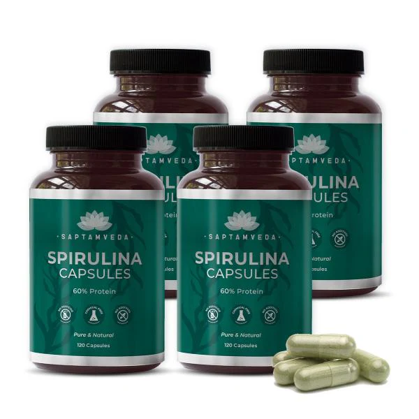 Saptamveda Spirulina Capsules - Protein-Rich Organic Superfood for Energy, Immunity & Detox, 2000mg - Image 9