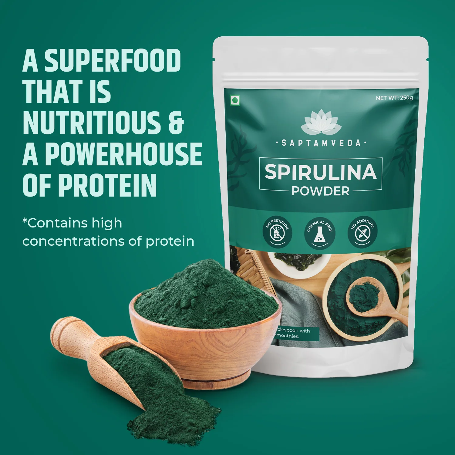 Saptamveda Spirulina Powder - Organic Superfood for Energy, Immunity Boost, and Detox, 200g - Image 6