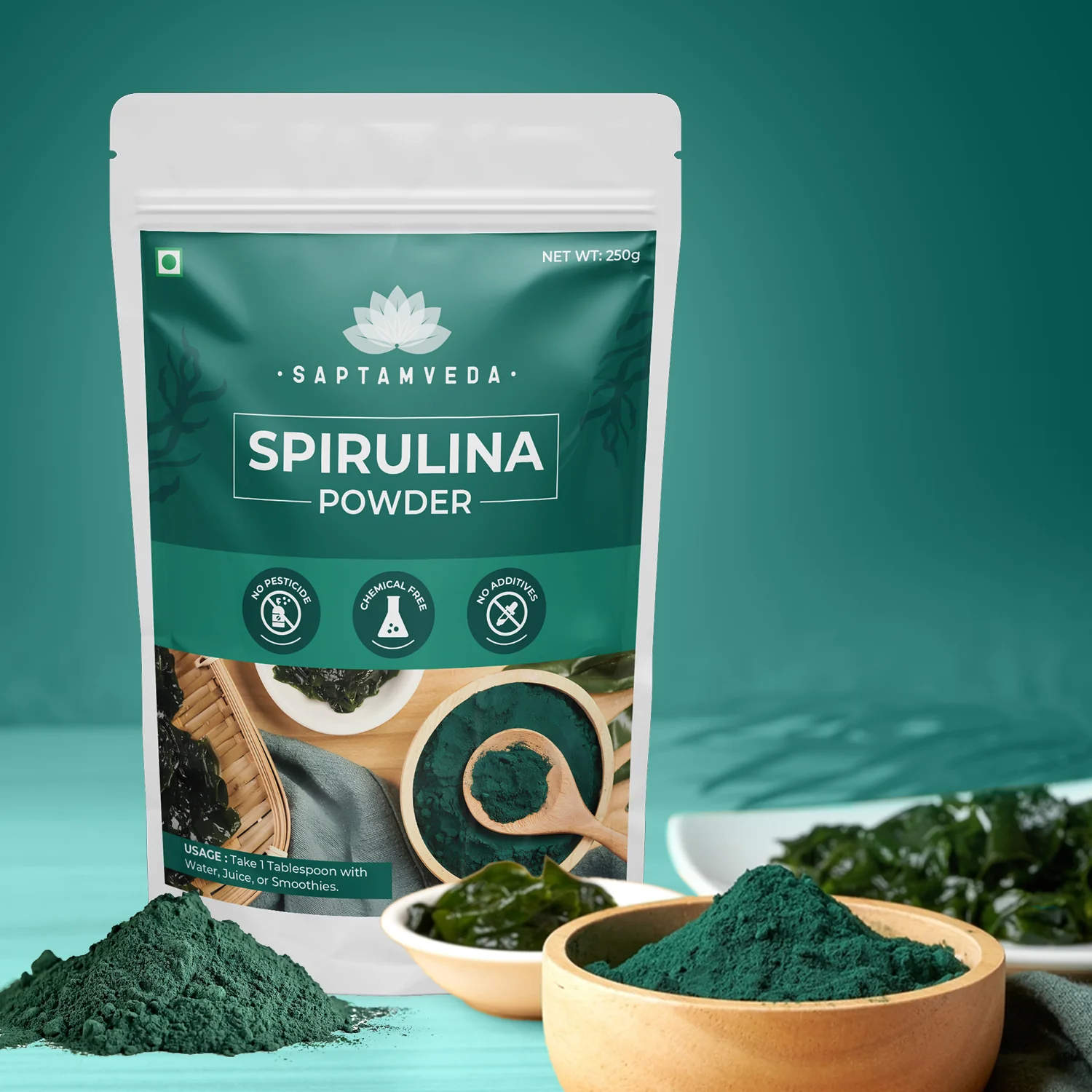 Saptamveda Spirulina Powder - Organic Superfood for Energy, Immunity Boost, and Detox, 200g - Image 8