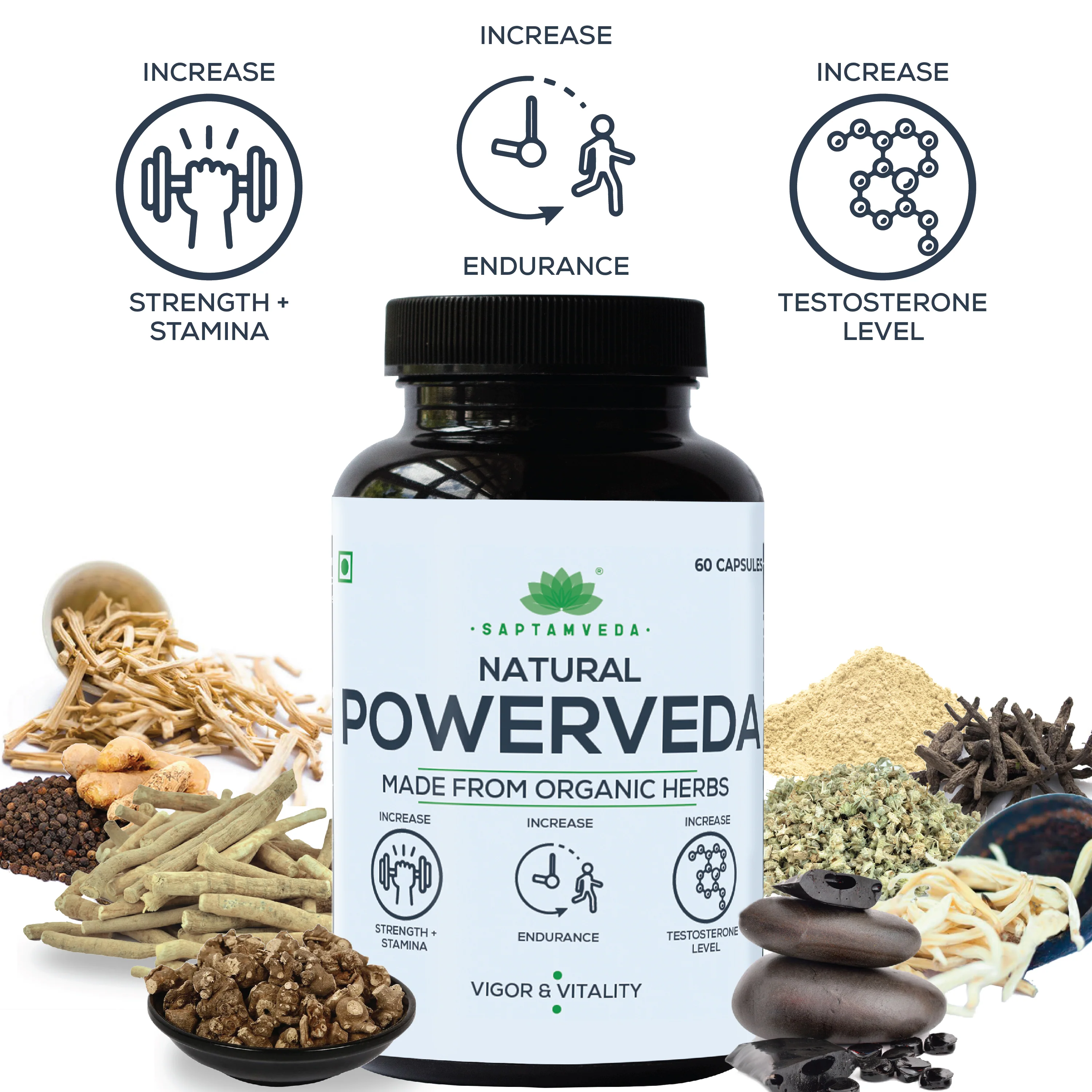 Vigor & Vitality Combo for Men - Powerveda & Himalayan Shilajit for Strength & Energy - Image 3